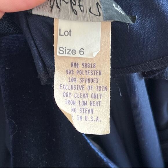 Vintage Night Way Collection Sleeveless Sheer Sequined Velvet Maxi Dress 6 Blue - Picture 7 of 7